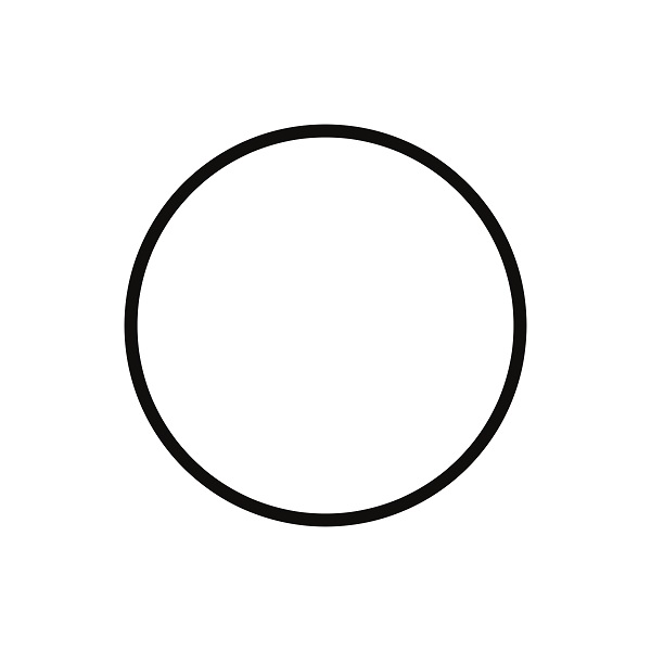 A black outline of a circle on a white background